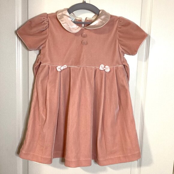 Cucci Bebe Little Girls Pink Velvet Dress Wedding Bridesmaid Flower Girl - Picture 1 of 8